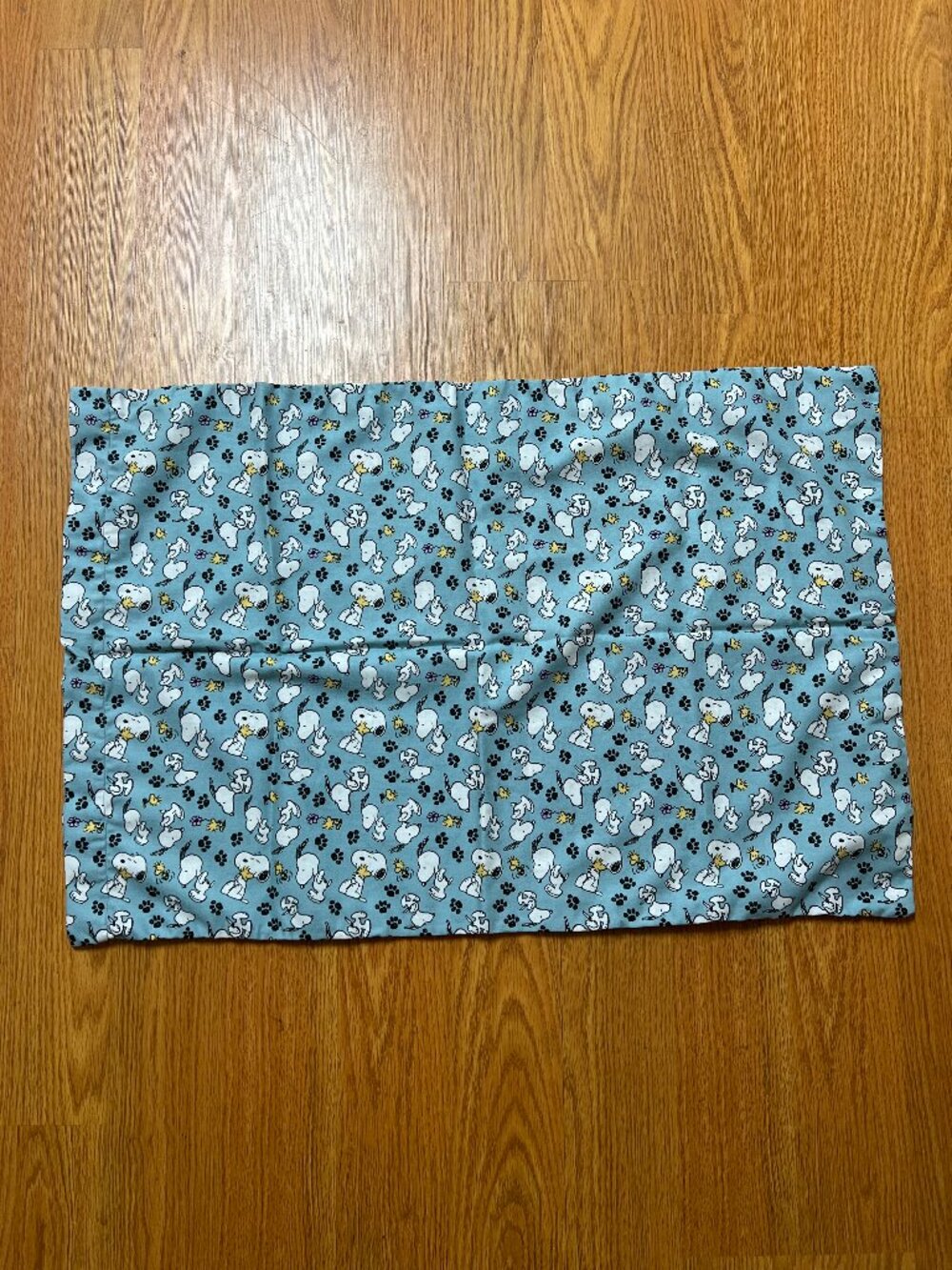 Snoopy Woodstock Peanuts Blue Fabric Remnant 20” pillow case handmade twin bed